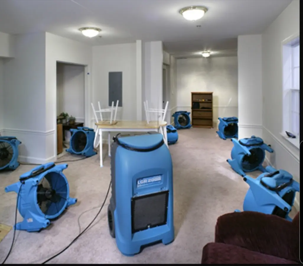 Air movers and dehumidifier setup for Water Extraction & Removal in Sunnyside